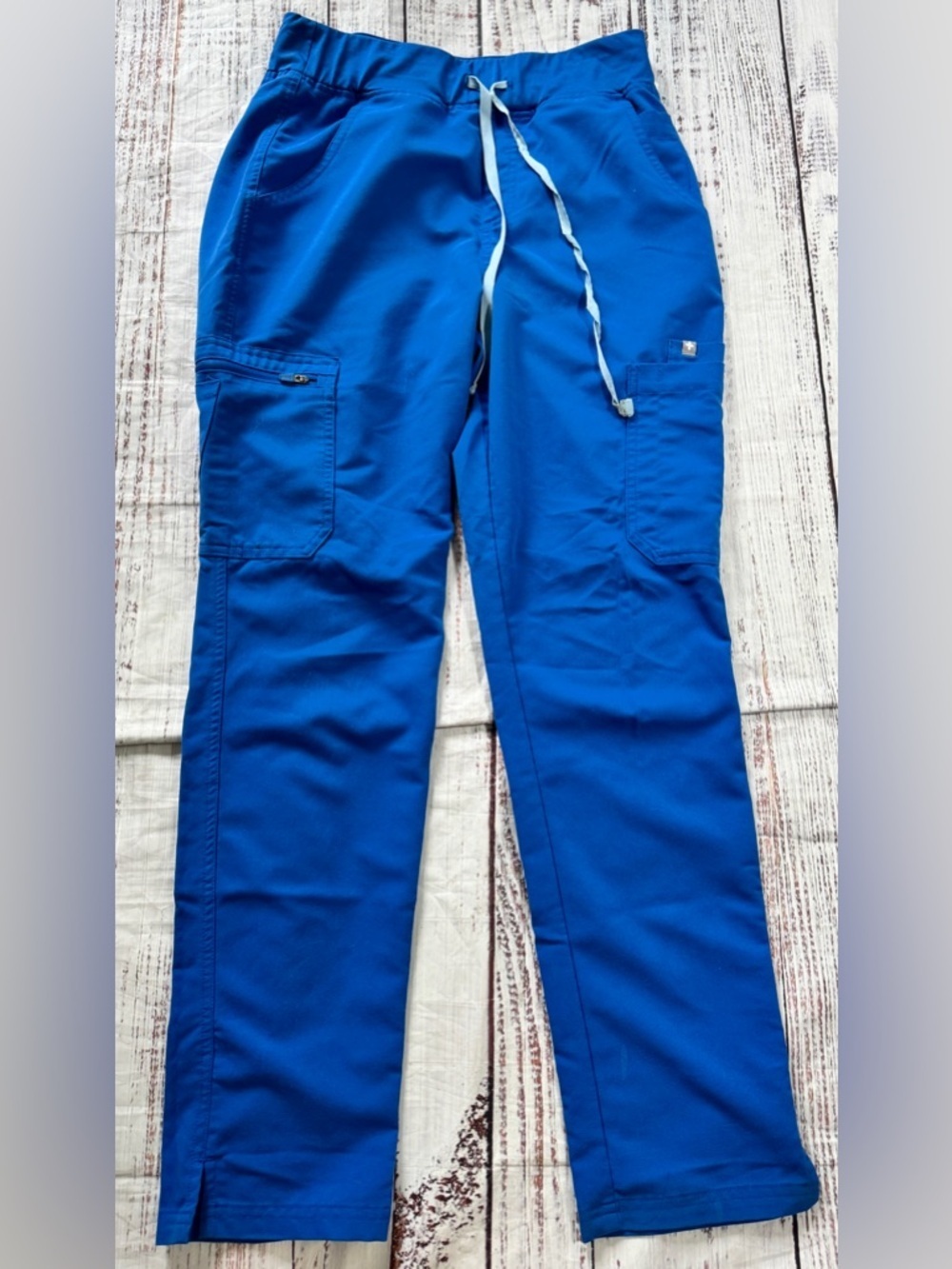FIGS Scrub Pants Size S Blue Stretch Medical Cargo Pockets - Picture 3 of 8